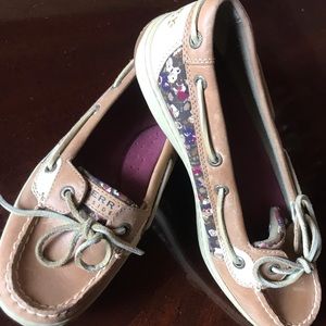 Sperry Leather Loafers w/Floral Canvas Side Panel